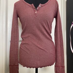 Michael Stars metallic terra cotta longsleeve henley